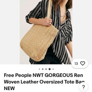 NWT Free People REN Woven Tan Tote Bag